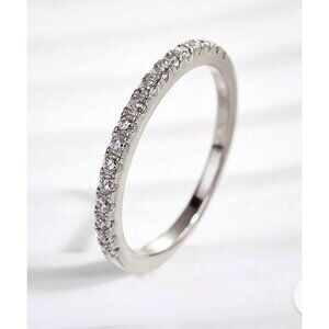 Louily Classic Full Eternity Band Thin Womens Wedding Band Sterling Silver Sz 6